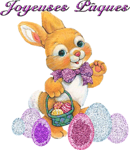 Gif animé joyeuses Pâques oeuf lapin